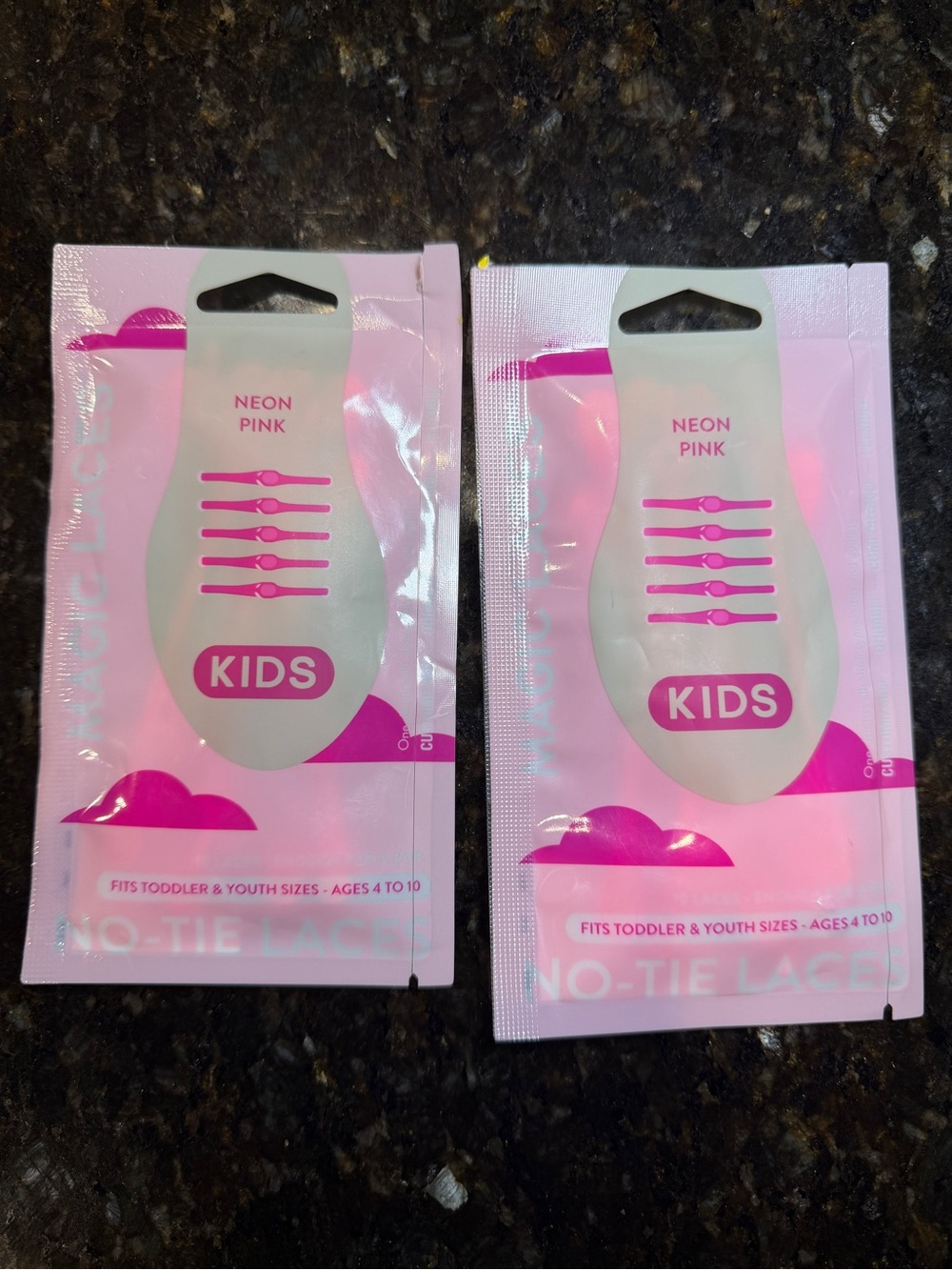 Magic Laces-No Tie Laces For Kids 2 Packages, Neon Pink